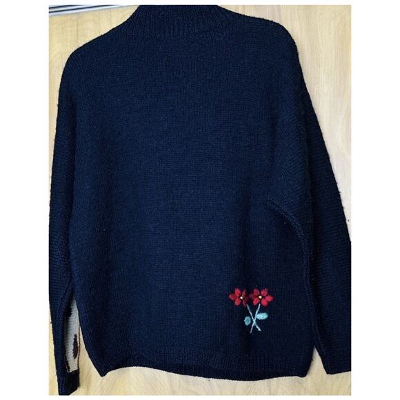 Vtg Roberta Frost Sz L Hnd Knit 100% Virgin Wool Giraffe Wearable Art LS Sweater - Picture 4 of 6